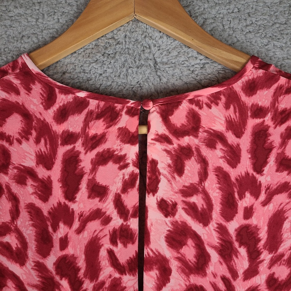 Kate Spade Panthera Tie Waist Wide Leg Jumpsuit Pink Animal Print Size Large - Picture 6 of 9